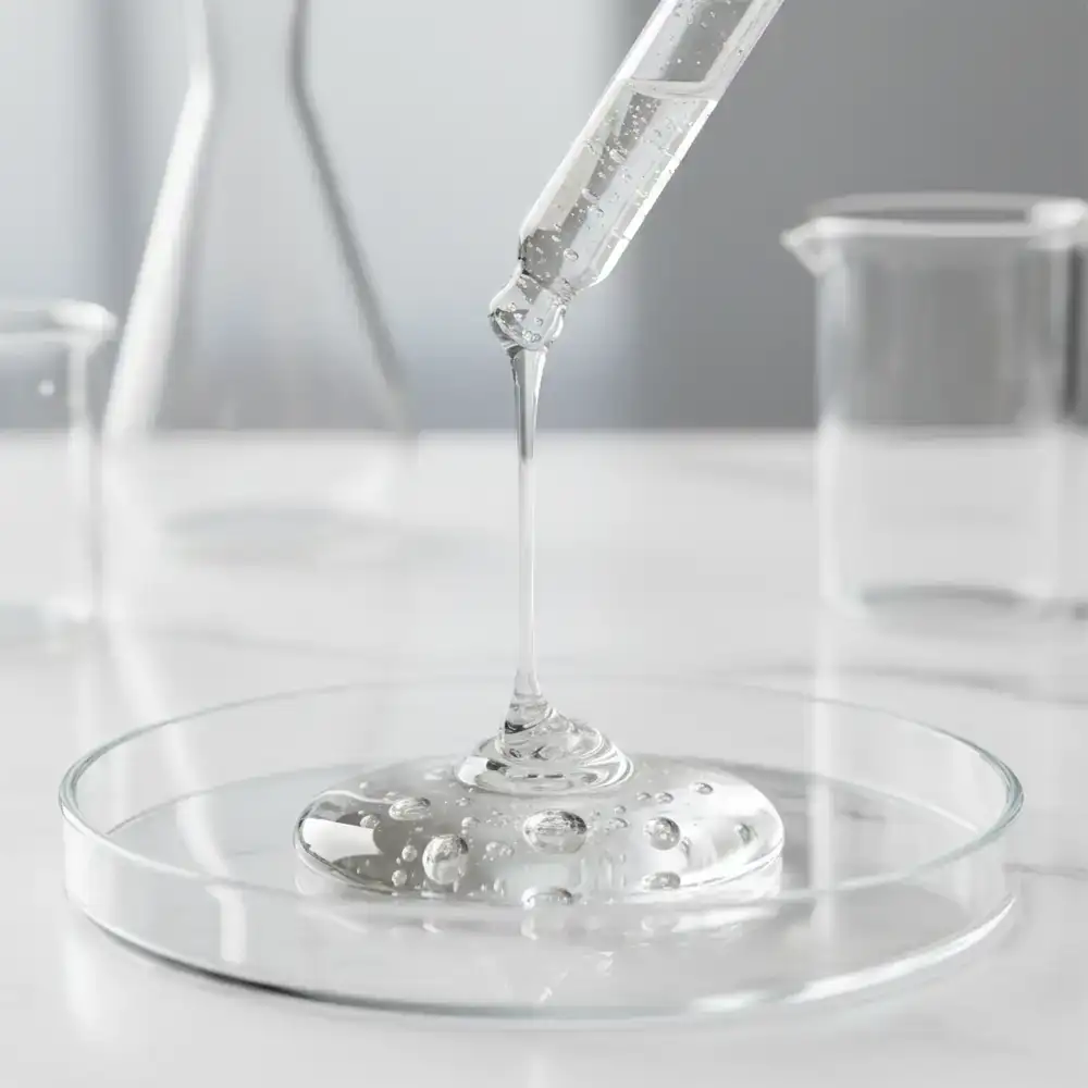 Clear hydrating serum texture close up