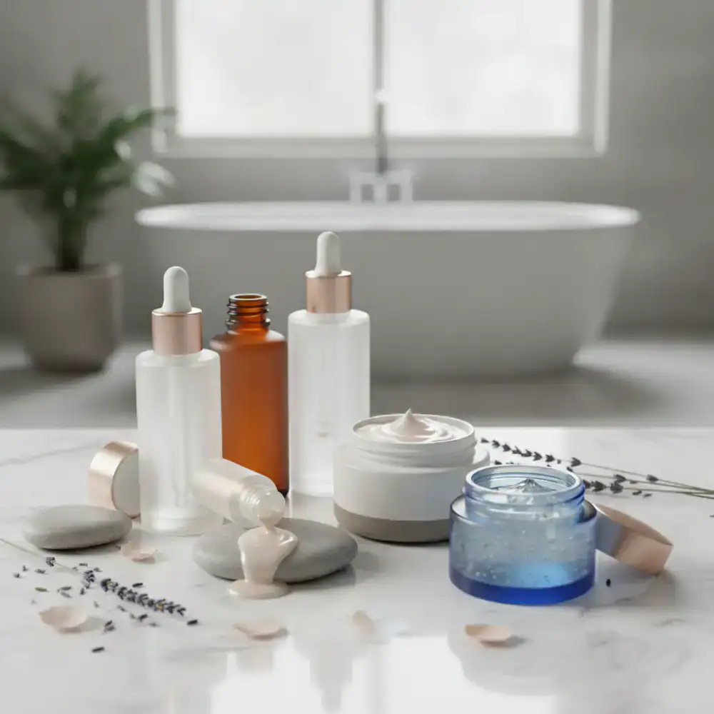 Evening skincare products and restorative textures